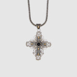 Madonna Cross / Sterling Silver with 18ct Gold Set and Onyx