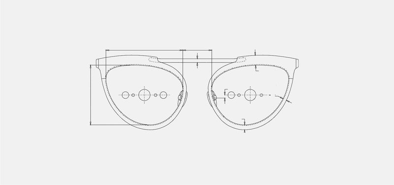 Technical drawing of Ankohi sunglasses