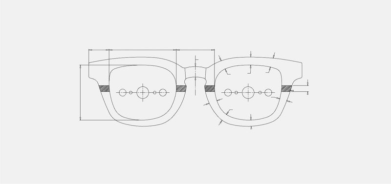 Technical drawing of Bowie sunglasses