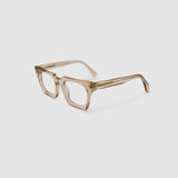 Brutal 1.0 Optical by Tribu Eyewear — Champagne Crystal square optical frame, side view studio lighting.