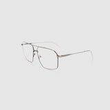 Fonda Gun Metal Optical by Tribu Eyewear — Fine wire metal frame, side view.