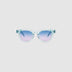 Bowie sunglasses with soft blue to purple gradient tinted lenses in baby blue crystal acetate, front view