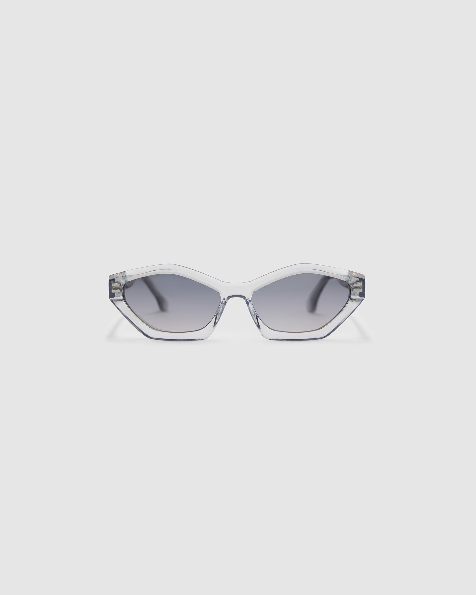 Franky Polarised Sunglasses by Tribu Eyewear — Smoke Crystal Cat-eye grey lens, front view