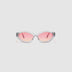 Franky sunglasses with soft pink gradient tinted lenses in a grey crystal acetate, front view 