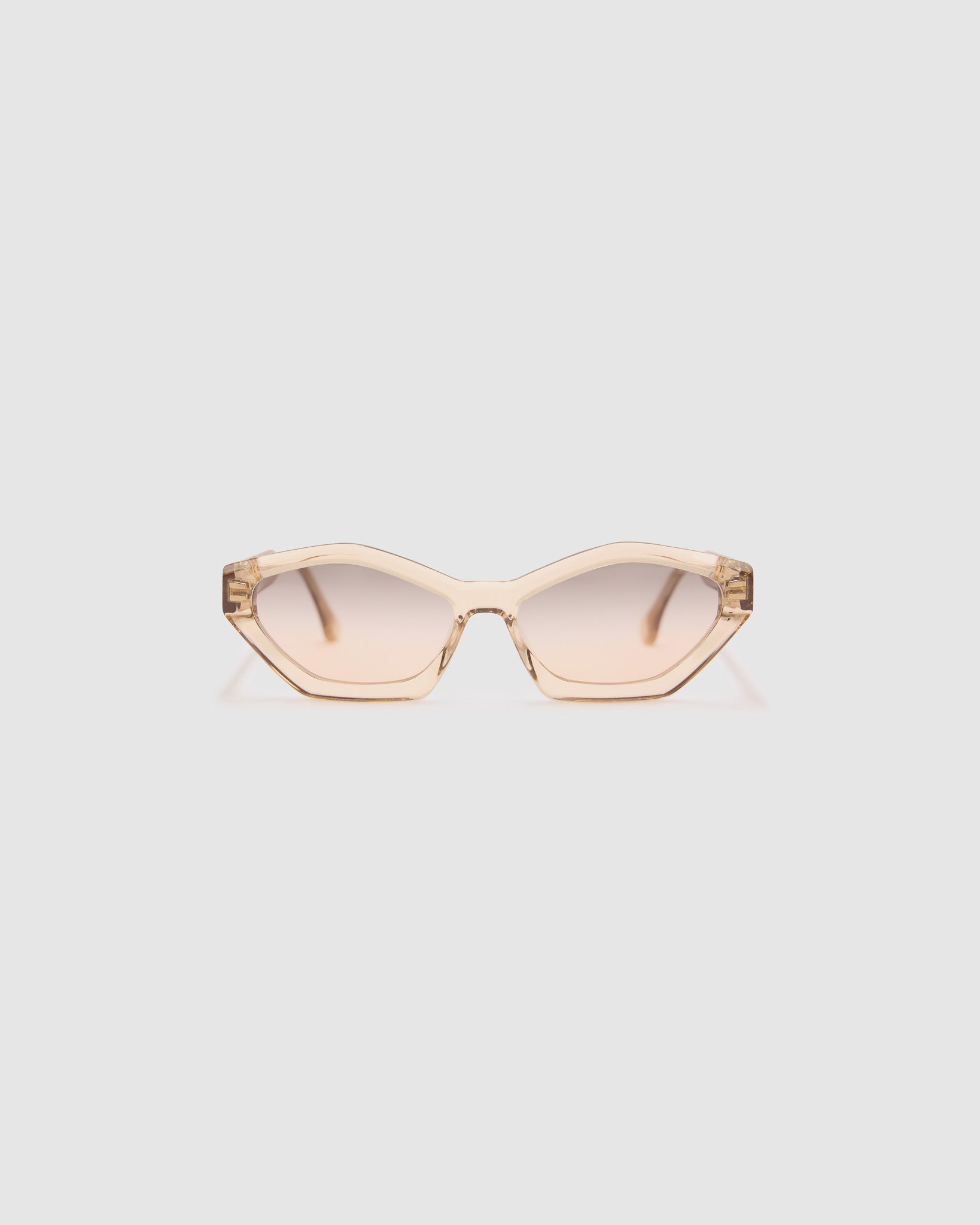 Franky sunglasses with soft smoke to peach gradient tinted lenses in champagne acetate, front view 