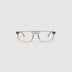 Gentleman Optical by Tribu Eyewear — champagne crystal rectangular optical frame, front view on a grey background. 
