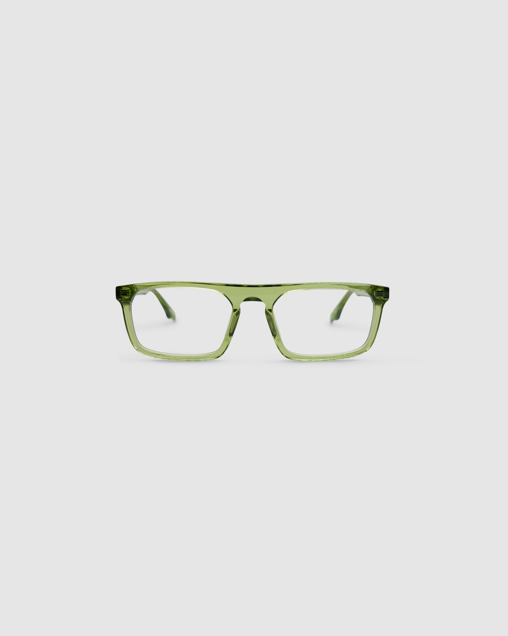 Gentleman Optical by Tribu Eyewear — grass rectangular optical frame, front view on a grey background. 