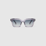 Brutal 1.0 Polarised Sunglasses by Tribu Eyewear — Smoke rectangular acetate frame, grey grad lens, front view light grey background.