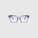 Brutal 1.0 Sunglasses — Smoke acetate frame, virgin violet lens, front view light grey background.