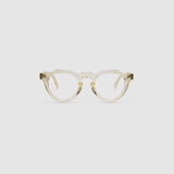 Brutal 2.0 Optical by Tribu Eyewear — Champagne Crystal round optical frame, front view studio lighting. 