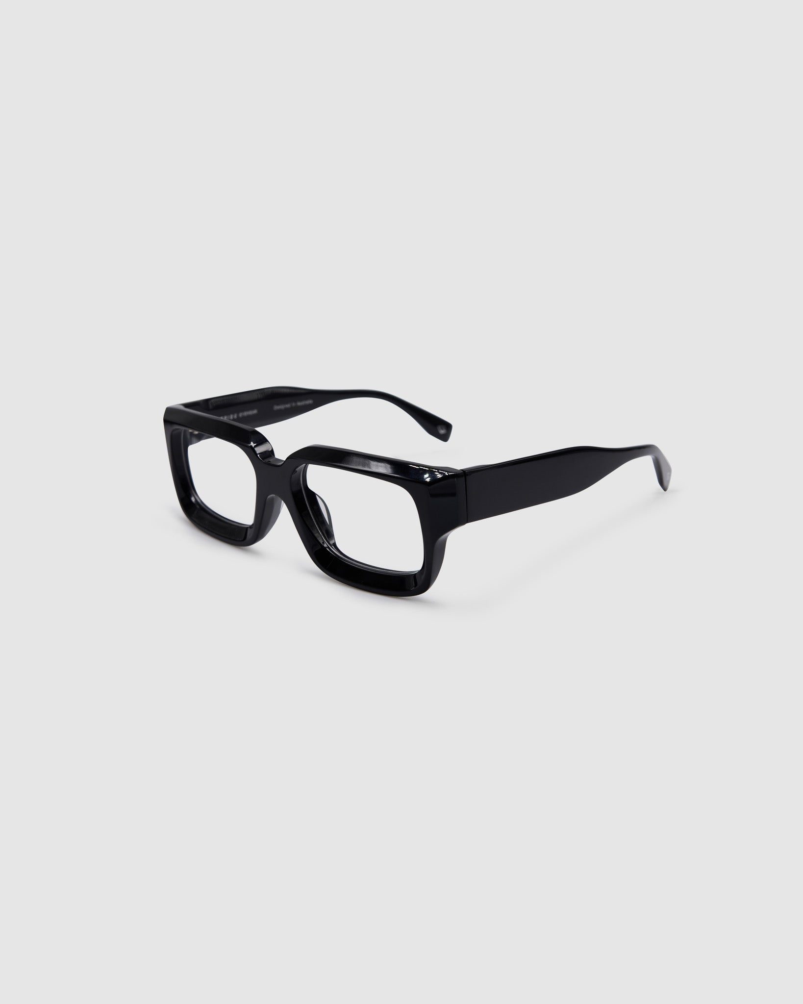 Brutal 3.0 Optical by Tribu Eyewear — Black Square optical frame, side view studio lighting. 