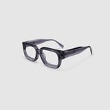 Brutal 3.0 Optical by Tribu Eyewear — Smoke Crystal square optical frame, side view studio lighting. 