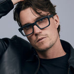 Brutal 5.0 Optical by Tribu Eyewear — Matte Black square optical frame, male model. 