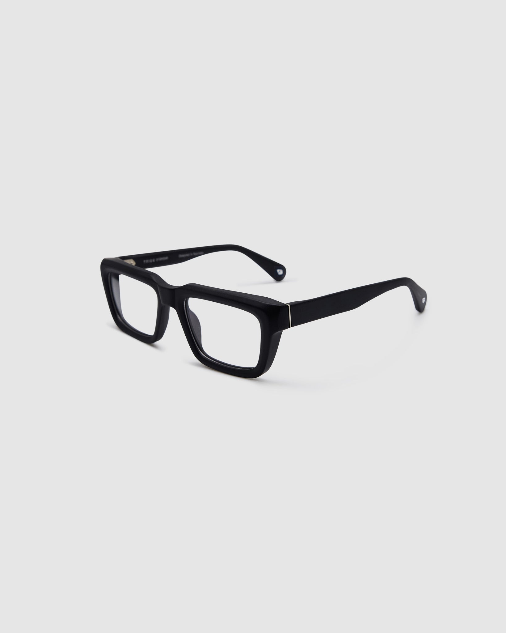 Brutal 5.0 Optical by Tribu Eyewear — Matte Black Acetate square optical frame, side view against a white background. 