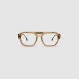 Marley Optical by Tribu Eyewear — Champagne crystal acetate aviator optical frame, front view against a white background. 