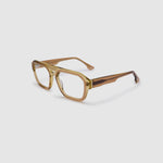 Marley Optical by Tribu Eyewear — Champagne crystal acetate aviator optical frame, side view against a white background. 