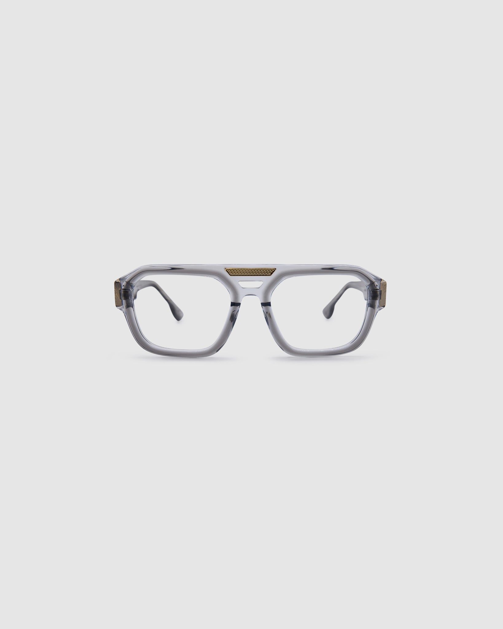 Marley Optical by Tribu Eyewear — Smoke crystal acetate aviator optical frame, front view against a white background. 
