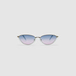 NARDI 2.0 Sunglasses — Silver Cat eye, deep ocean lens, front view light grey background.