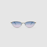 NARDI 2.0 Sunglasses — Silver Cat eye, deep ocean lens, front view light grey background.