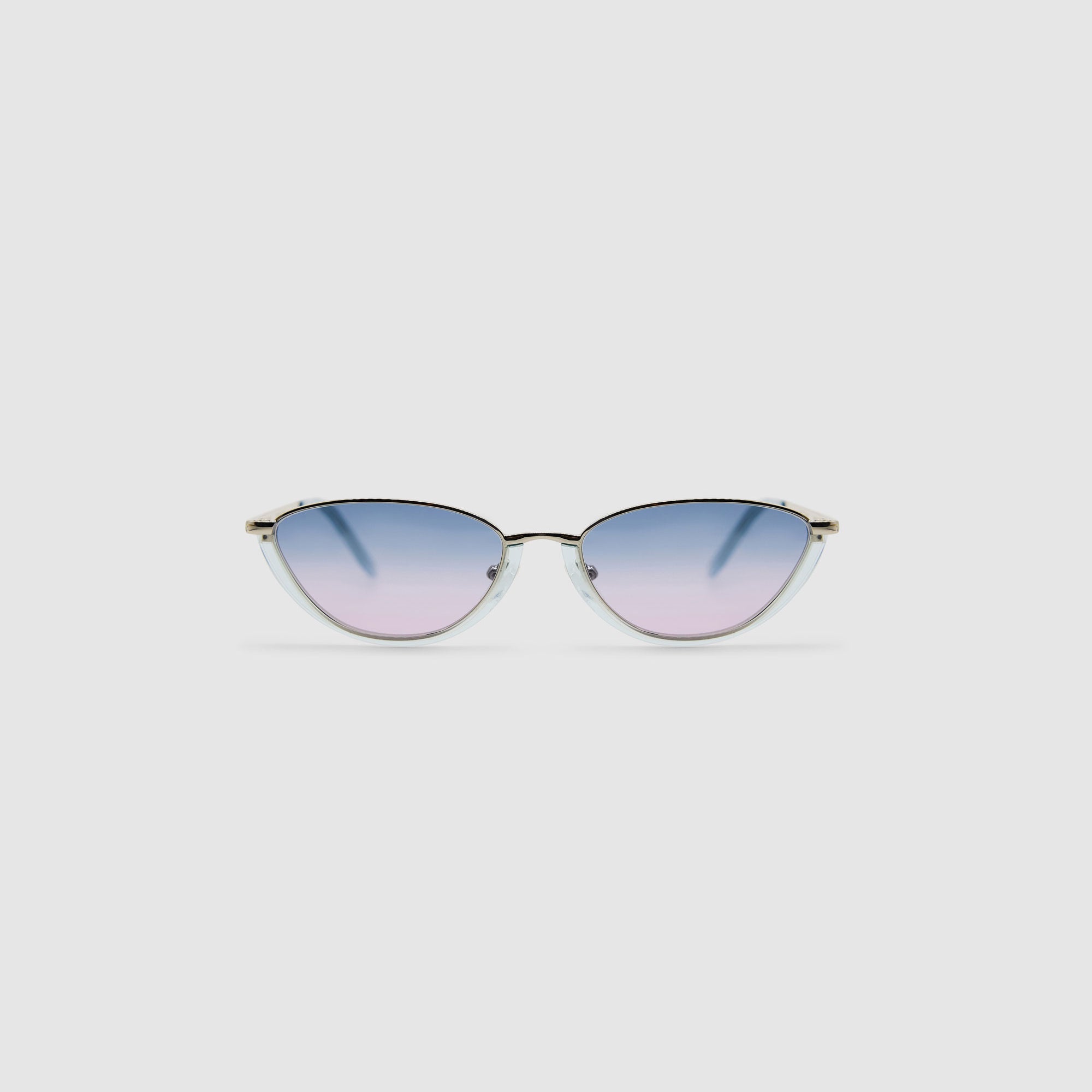 NARDI 2.0 Sunglasses — Silver Cat eye, deep ocean lens, front view light grey background.