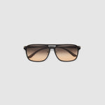 Oscar Sunglasses by Tribu Eyewear — Black Aluminium Aviator frame, Dusk lens flat view.