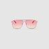 Oscar Sunglasses by Tribu Eyewear — Metallic Pink Aluminium Aviator frame, Sunset lens front view against a white background.