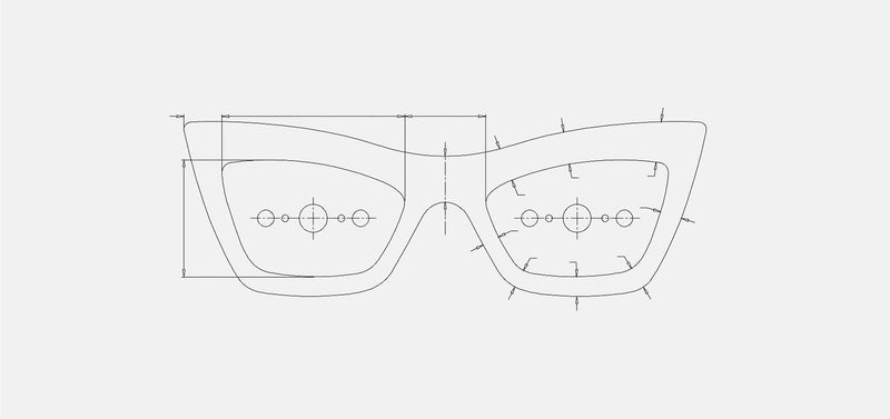 Technical drawing of Electra sunglasses