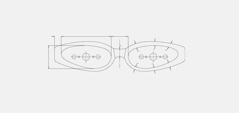 Technical drawing of Kali sunglasses