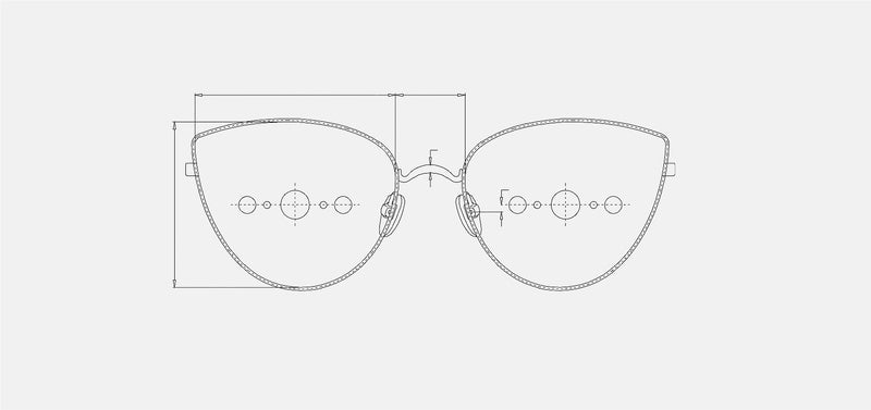 Technical drawing of Luna sunglasses