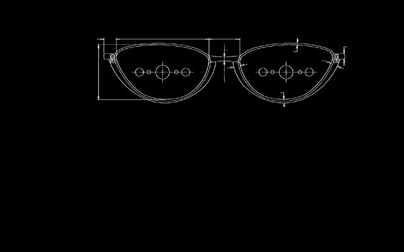 Inverted technical drawing of Nardi sunglasses