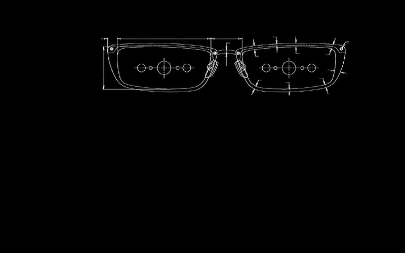 Inverted technical drawing of Sienna sunglasses