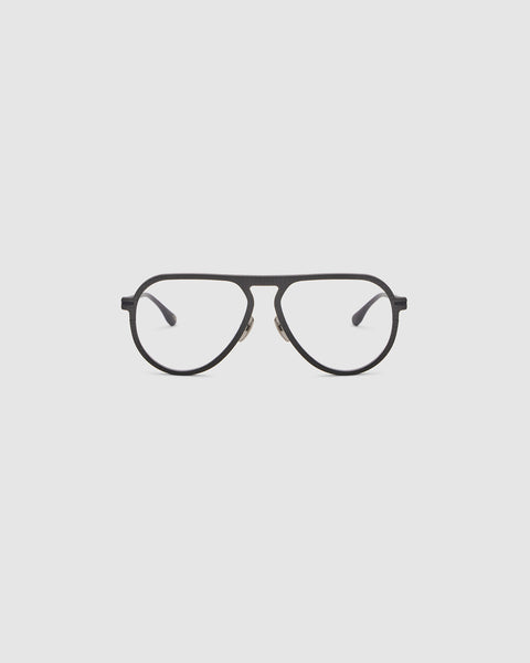 TRIBU Carbon 1.0 black optical aviator glasses with clear lenses – front view