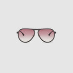 TRIBU Carbon 1.0 Black carbon fibre sunglasses with dark rose gradient lenses, front view.