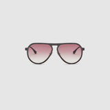 TRIBU Carbon 1.0 Black carbon fibre sunglasses with dark rose gradient lenses, front view.