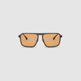 TRIBU Carbon 2.0 Black carbon fibre sunglasses with desert orange lenses, front view.
