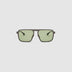 TRIBU Carbon 2.0 Gun carbon fibre sunglasses with green sage lenses, front view.