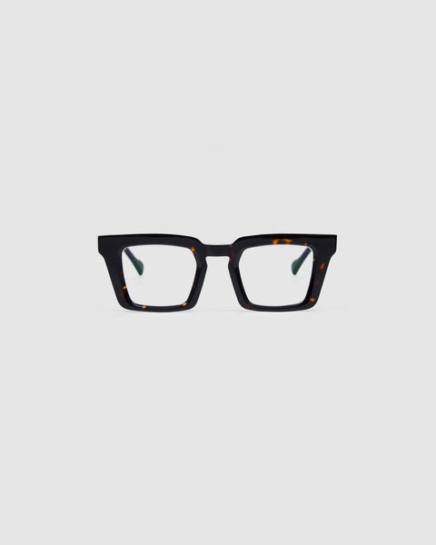 Aya Optical by Tribu Eyewear — Tortoiseshell optical frame, front view studio lighting. 