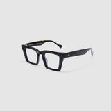 Aya Optical by Tribu Eyewear — Tortoiseshell optical frame, side view studio lighting. 
