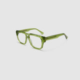 Billie Optical by Tribu Eyewear — Grass Aviator optical frame, detailed view studio lighting. 