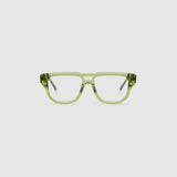 Billie Optical by Tribu Eyewear — Grass Aviator optical frame, front view studio lighting. 
