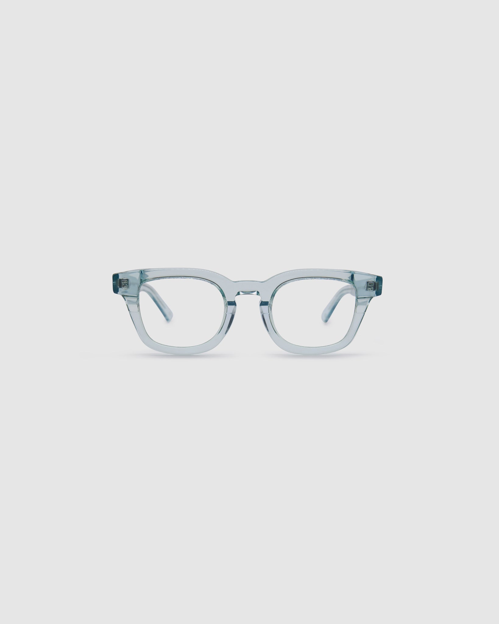 Bowie Optical by Tribu Eyewear — Baby Blue Crystal optical frame, front view studio lighting. 