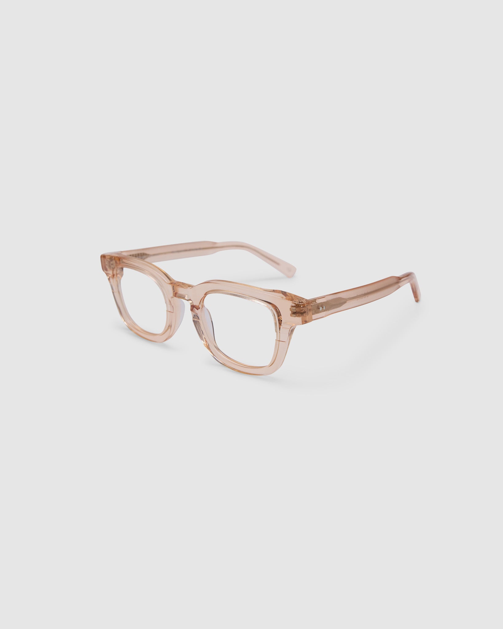 Bowie Optical by Tribu Eyewear — Champagne Crystal optical frame, side view studio lighting. 