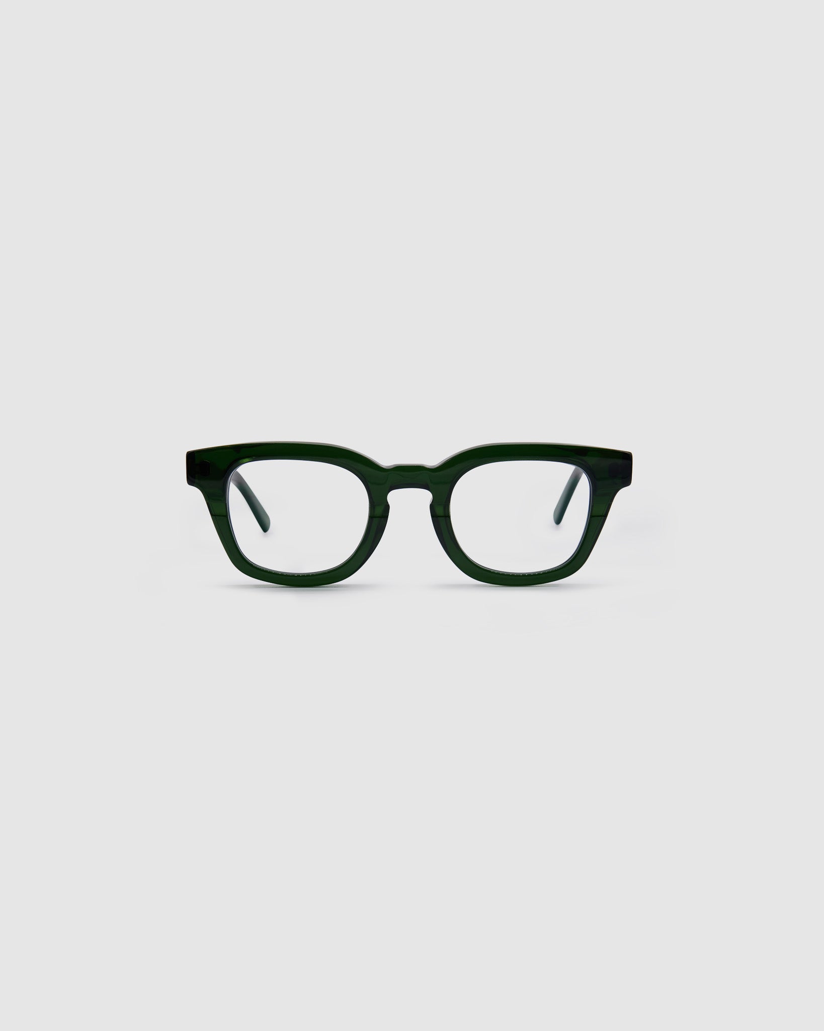 Bowie Optical by Tribu Eyewear — Forest Green optical frame, front view studio lighting. 