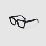 Brutal 1.0 Optical by Tribu Eyewear — Black square optical frame, side view studio lighting. 
