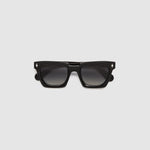 Brutal 1.0 Sunglasses by Tribu Eyewear — Black acetate square frame, grey gradient polarised flat view on grey background.