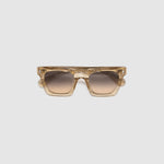 Brutal 1.0 Sunglasses by Tribu Eyewear — Champagne crystal acetate square frame, dusk tint lens, flat view, grey background.