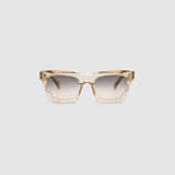 Brutal 1.0 Sunglasses by Tribu Eyewear — Champagne crystal acetate square frame, dusk tint lens, front view, grey background.