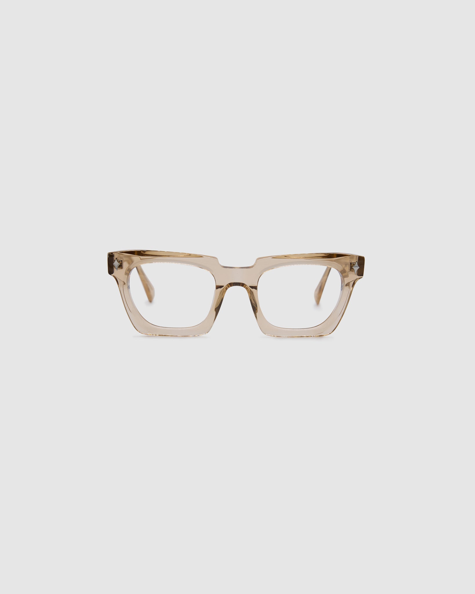 Brutal 1.0 Optical by Tribu Eyewear — Champagne Crystal square optical frame, front view studio lighting. 