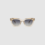 Brutal 1.0 Sunglasses by Tribu Eyewear — Champagne crystal acetate square frame, grey gradient polarised lens front view.