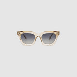 Brutal 1.0 Sunglasses by Tribu Eyewear — Champagne crystal acetate square frame, grey gradient polarised lens front view.